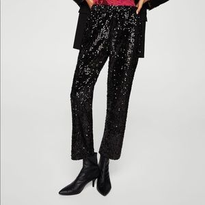 MANGO Velvet Sequin Pants Size Small